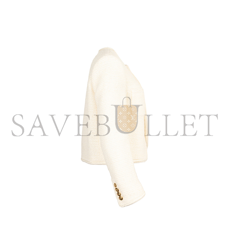 CELINE PATCH POCKET TWEED JACKET IVORY 